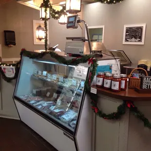 a display of meats and sausages