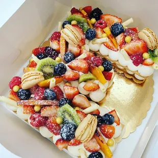 a fruit salad in a box