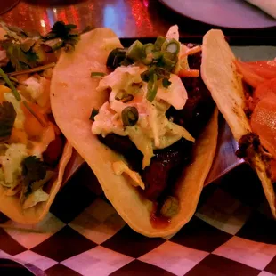 three tacos on a plate