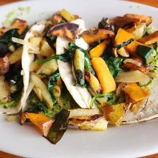 Potato and spinach tacos