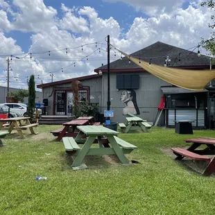 picnic tables and a hammock