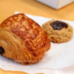 Chocolate Croissant ($5) and PB&amp;J Thumbprint Cookie ($3)