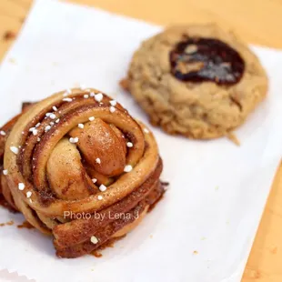 Cardamom Knot ($5) and PB&amp;J Thumbprint Cookie ($3)