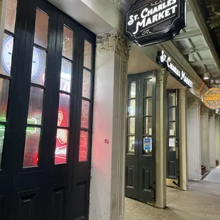 the entrance to the restaurant