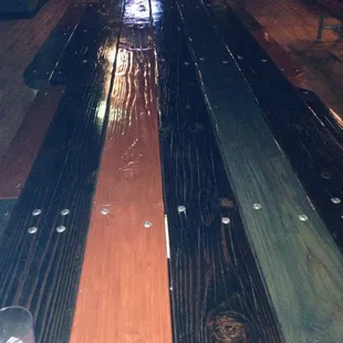 These super sweet long wood tables