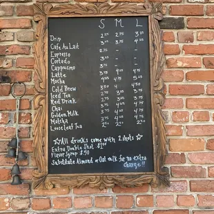 Menu outside the takeout window.