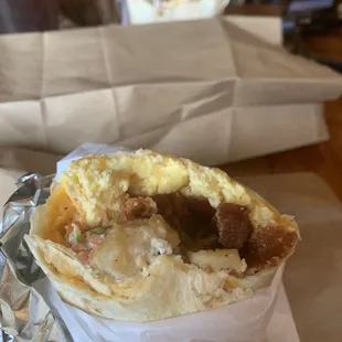 Bacon breakfast burrito