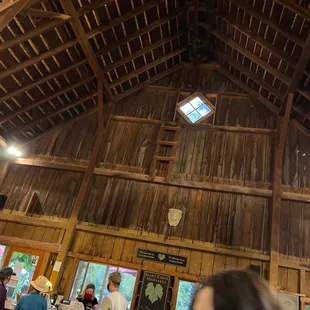 the inside of a barn