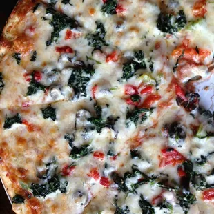 Vegetarian pizza... Very tasty topping, great crust... Really delicious.