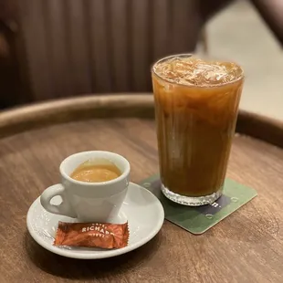 Espresso and iced coffee