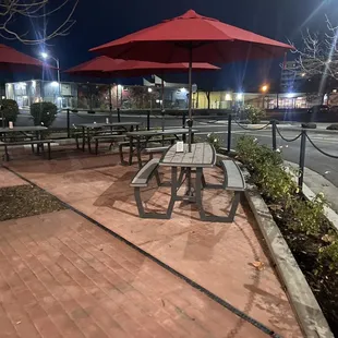 Outside seating area right next to the pizza place.