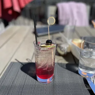 Refreshing mocktail, on the balcony.
