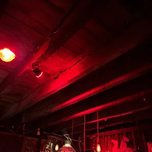 a red light in a dark room