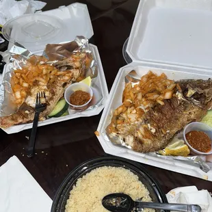 Left is the Fried Red Snapper and right is the Fried Tilapia