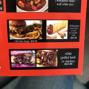 a menu for a restaurant