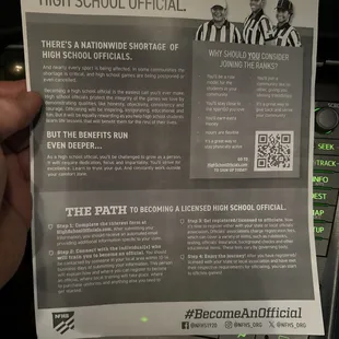 We are in desperate need of new officials to keep the integrity and future of High School Sports going!