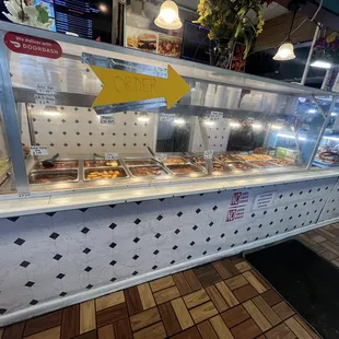 a display of food in a restaurant