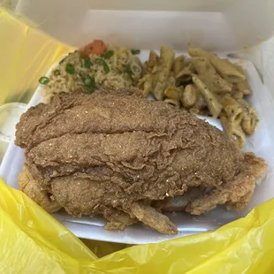 a large piece of meat in a styrofoam container