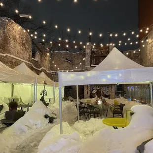 Outdoor winter patio area