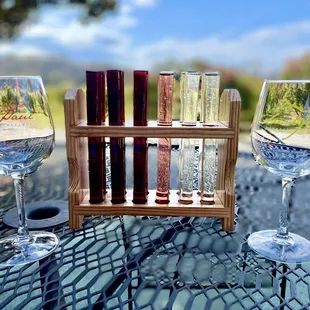 wine glasses and a wine rack