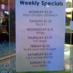 Weekly specials