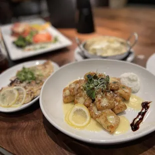 Gnocchi Al Limone with grilled chicken and risotto fonduta