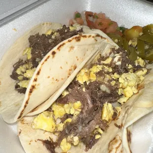 Barbacoa &amp; Egg Breakfast Tacos