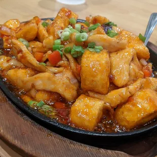 Chicken with egg tofu