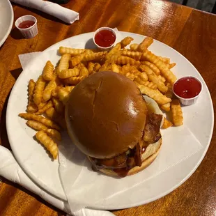 BBQ chicken with fries