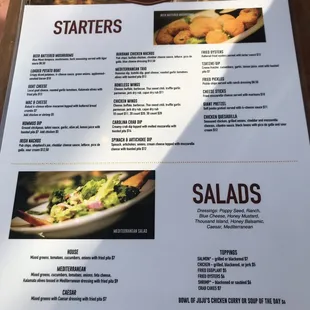 New menu 2019 - Appetizers and Salads