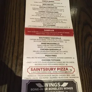 Menu as of Nov 2021