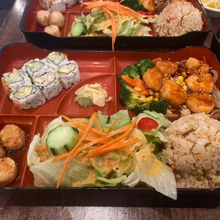 Shrimp Bento Box (first box) and Steak Bento Box (second box)