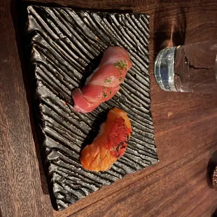 Fatty tuna and salmon