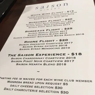 menu