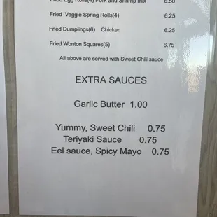 Menu - Extra Sauces
