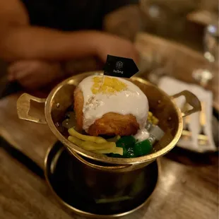 Fried Vanilla Ice Cream with Thai Dessert Toppings