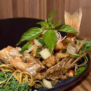 Fried whole red snapper