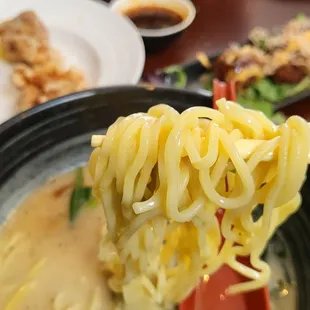 Lunch special !! Get the A, Tonkatsu broth is the most flavorful I've had & takoyaki (not too soft in the middle), and app karaage- YES