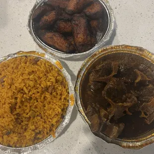 Oxtails Rice with Pigeon Peas Sweet Plantains