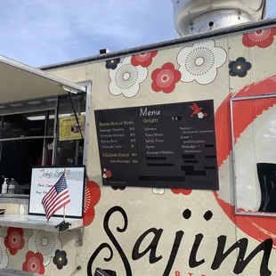 Menu on side of food truck