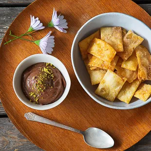 Our signature dessert, chocolate hummus!