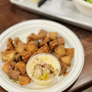 Pita chips with hummus