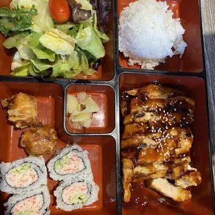 Chicken Teriyaki with all the sides.