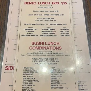 Lunch menu