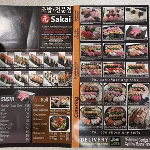 a menu for sushi