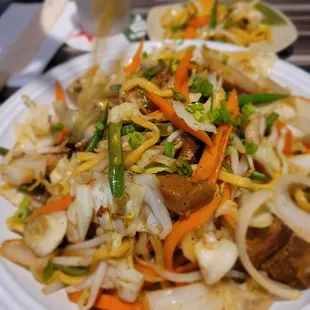 Dinner @Sakana Grill this eve 6/6/2022. My Husband luvs his Noodles, so Fried Noodles w/Shoyu Pork was his choice. His Lunch tomorrow.