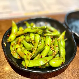 Spicy Garlic Edamame