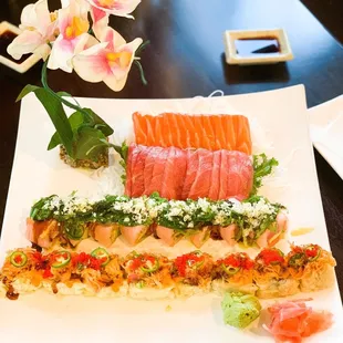 a plate of sushi