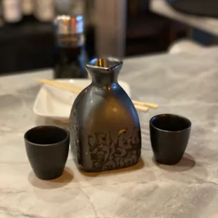 sake set on a table