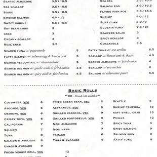 menu